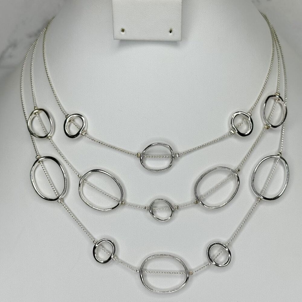 Chico's Layered Open Circle Silver Tone Necklace ✨